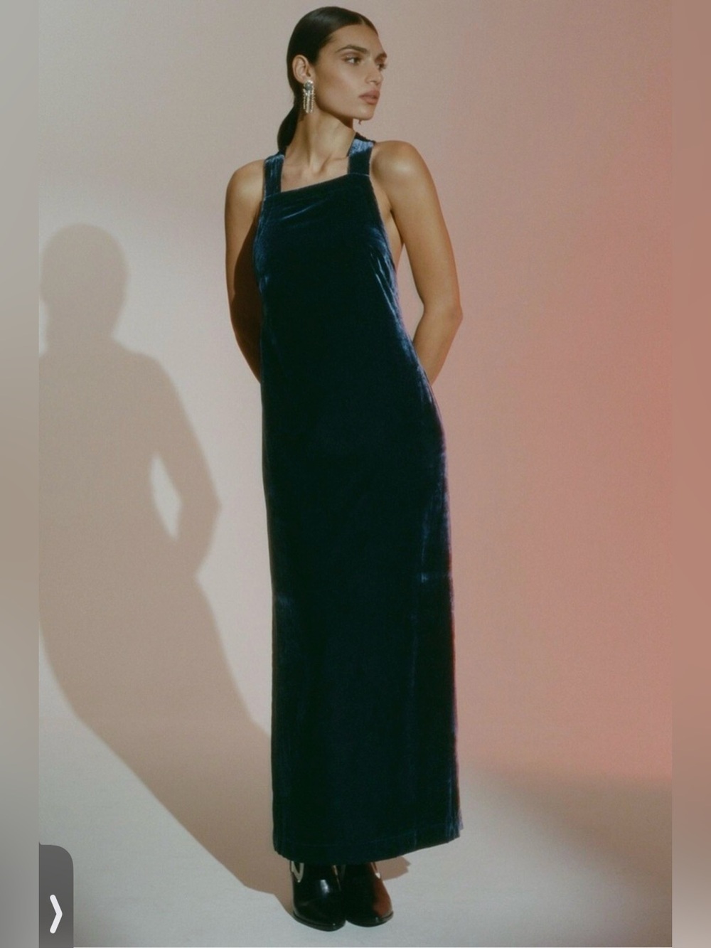 Anthropologie Midnight Blue Velvet Maxi Dress